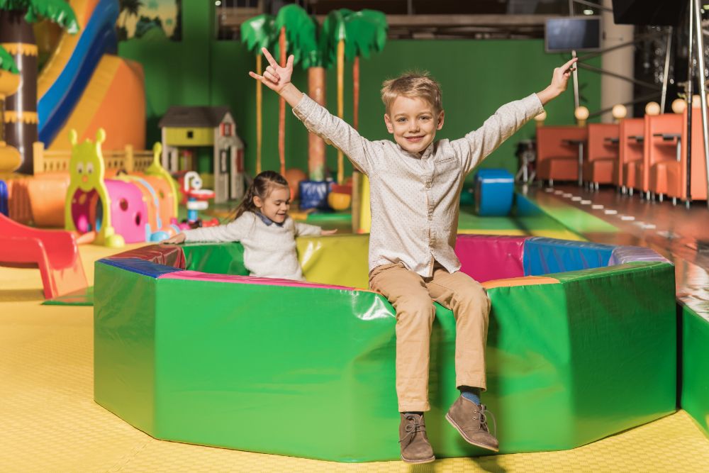 Engaging play space with happy children