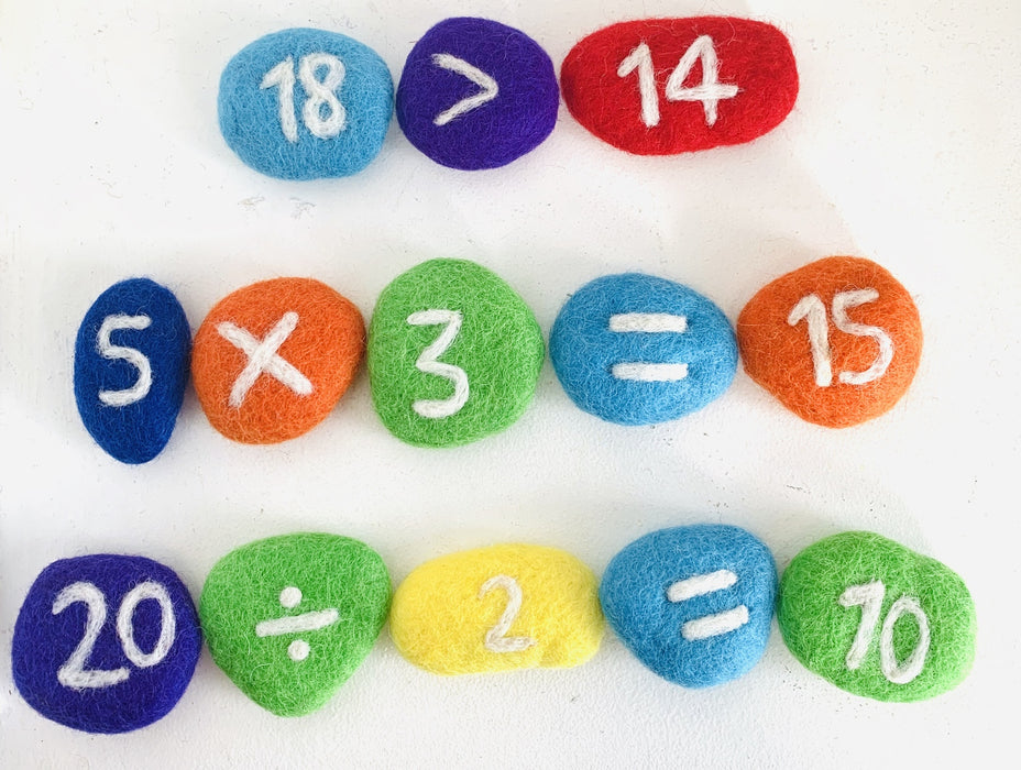 Rainbow Number Pebbles Set of 58