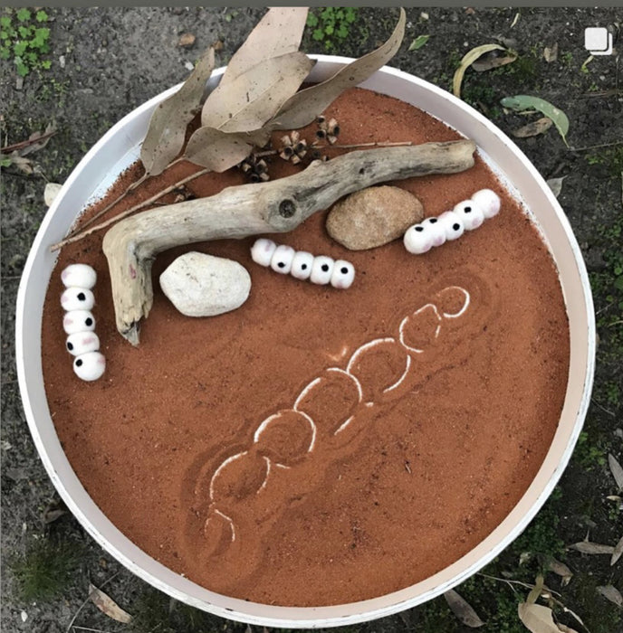 Witchetty Grubs White Set of 3 & Coolamon