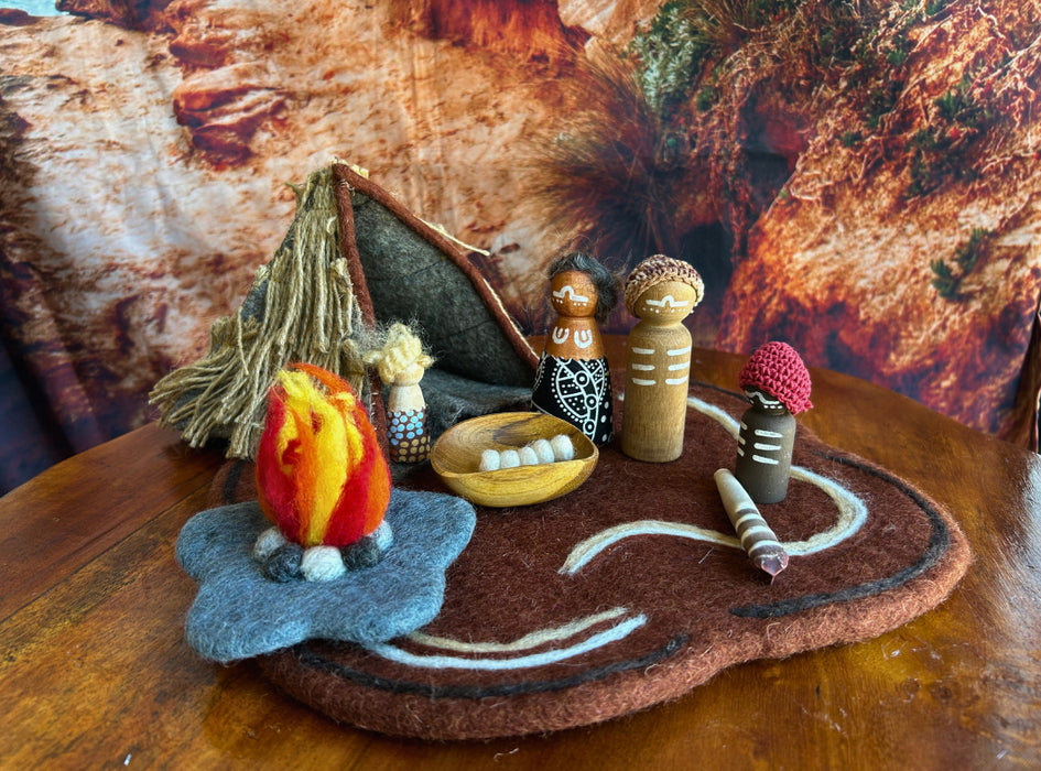 Aboriginal Humpy, Camping and Fire Set