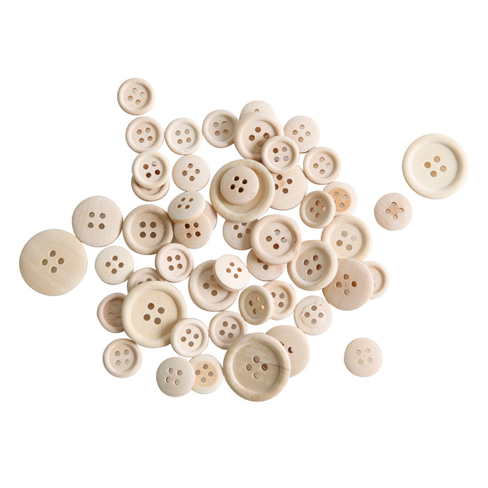 Natural Wooden Buttons Pack of 50