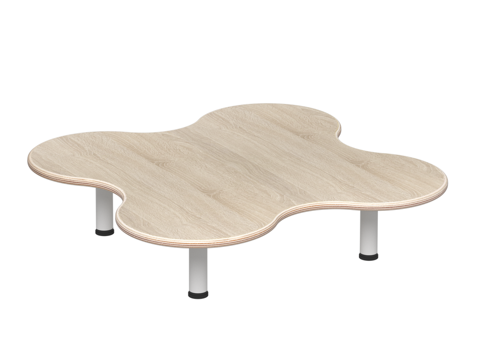 Emmanuele 5 Clover Table - Oak top, white legs - 20cm H