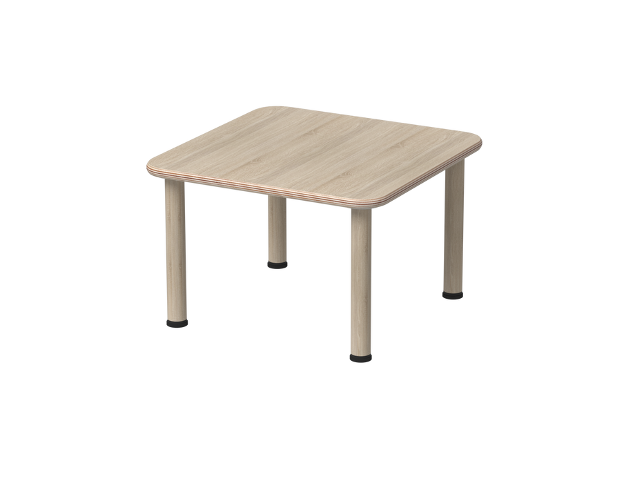 Santino 1 Square Table - Oak top, oak legs - 40cm H