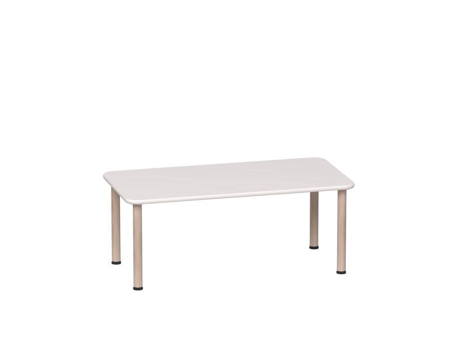 Santino 2 Rectangular Table - White top, oak legs - 40cm H