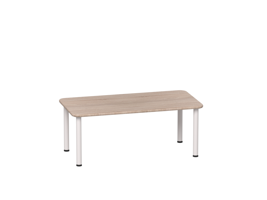 Santino 2 Rectangular Table - Oak Top, White Legs - 47cm H