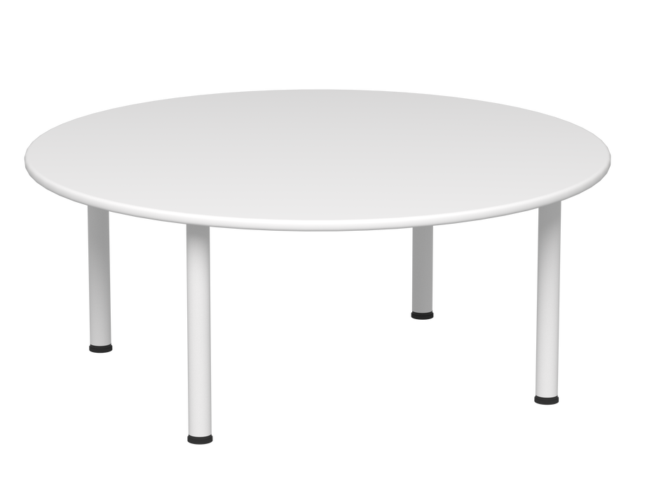 Emmanuele 3 Round Table 120cm d- White Top, White Legs - 47cm H