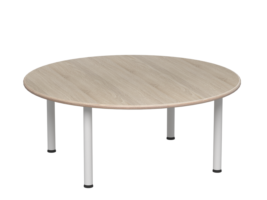 Emmanuele 3 Round Table - Oak top, white legs - 57cm H