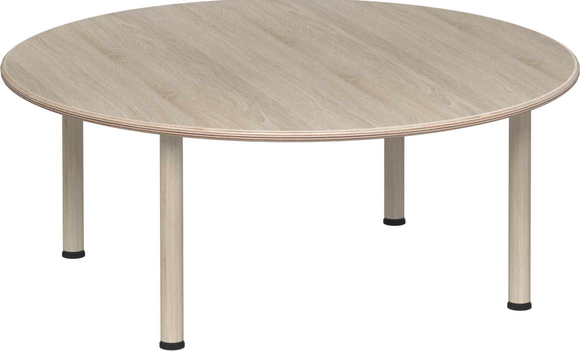 Emmanuele 3 Round Table - Oak top, oak legs - 52cm H