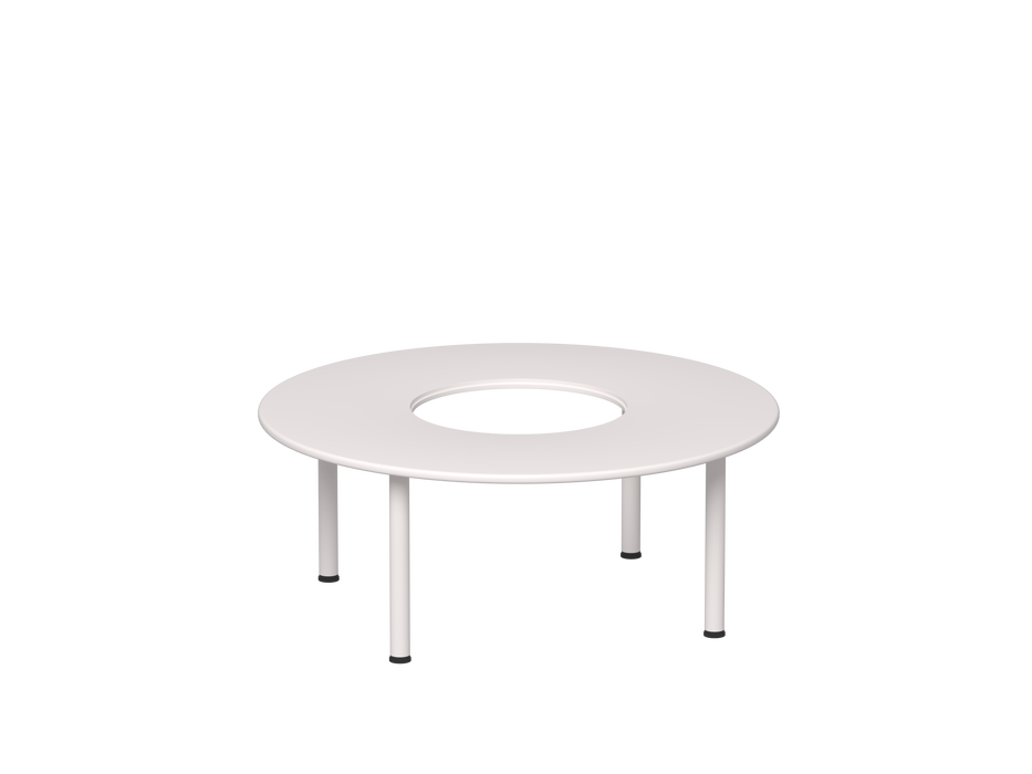 Emmanuele 4 Round Table with Hole - White top, white legs - 47cm H