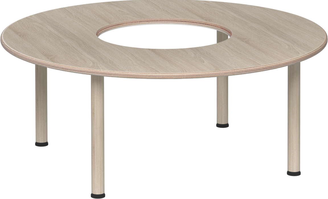 Emmanuele 4 Round Table with Hole - Oak top, oak legs - 47cm H