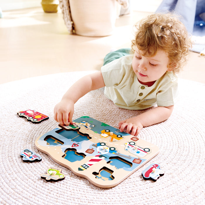 Emergency Vehicles Peg Puzzle 9 Pcs