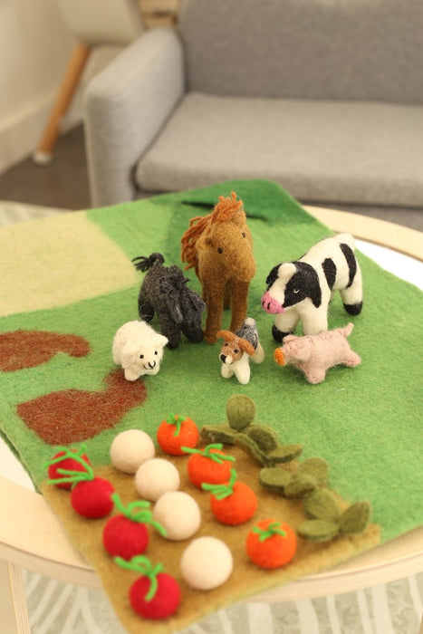 Felted Farm Playmat and Animals Set