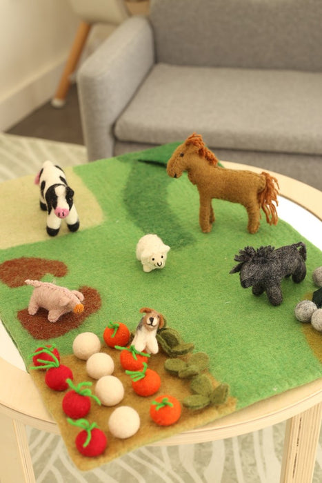 Felted Farm Playmat and Animals Set