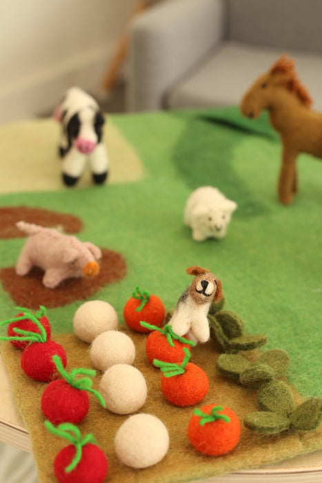 Felted Farm Playmat and Animals Set