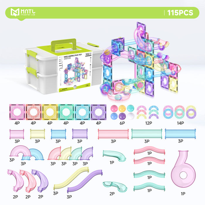 Star Magnetic Tiles Pastel Marble Run Series 115 Pcs