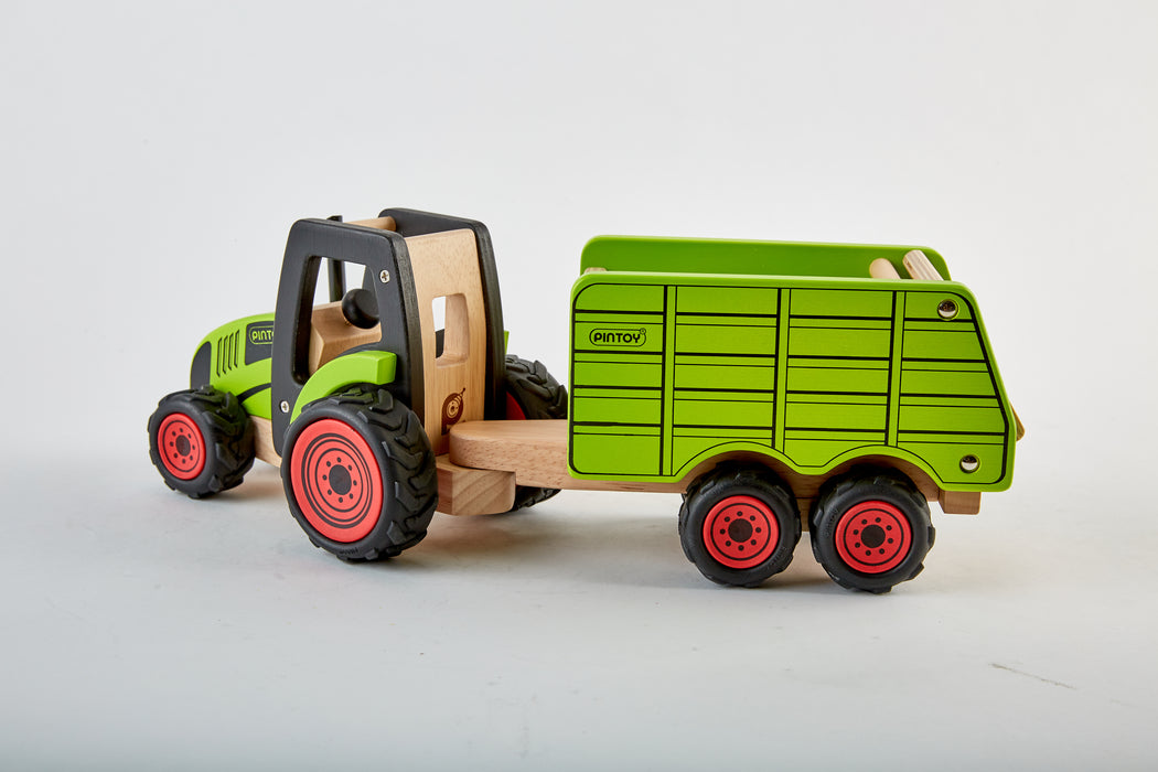 Wooden Tractor with Trailer