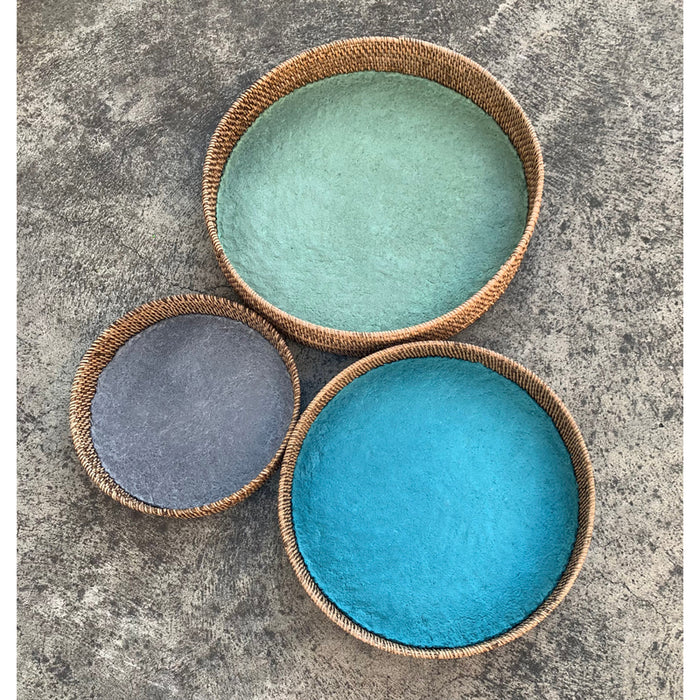 Rattan Play Trays Round Earth Set of 3