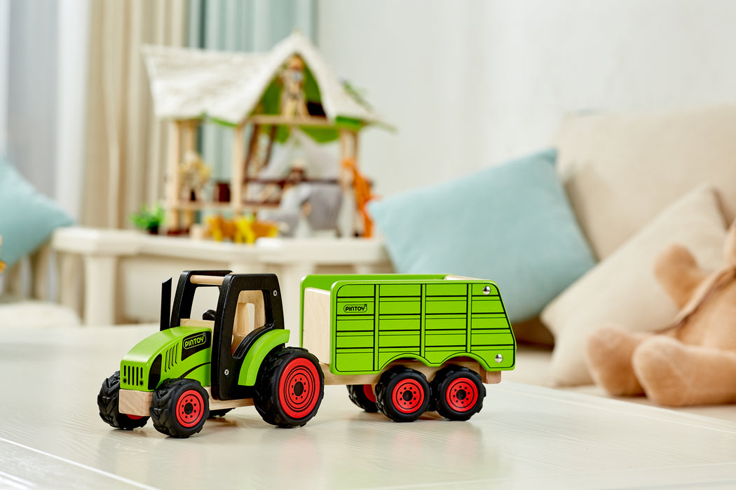 Wooden Tractor with Trailer