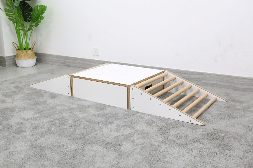 Wooden Indoor Climbing Island Triangular Climb and Slide Kit