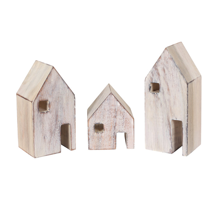 Wooden Block House Set of 3