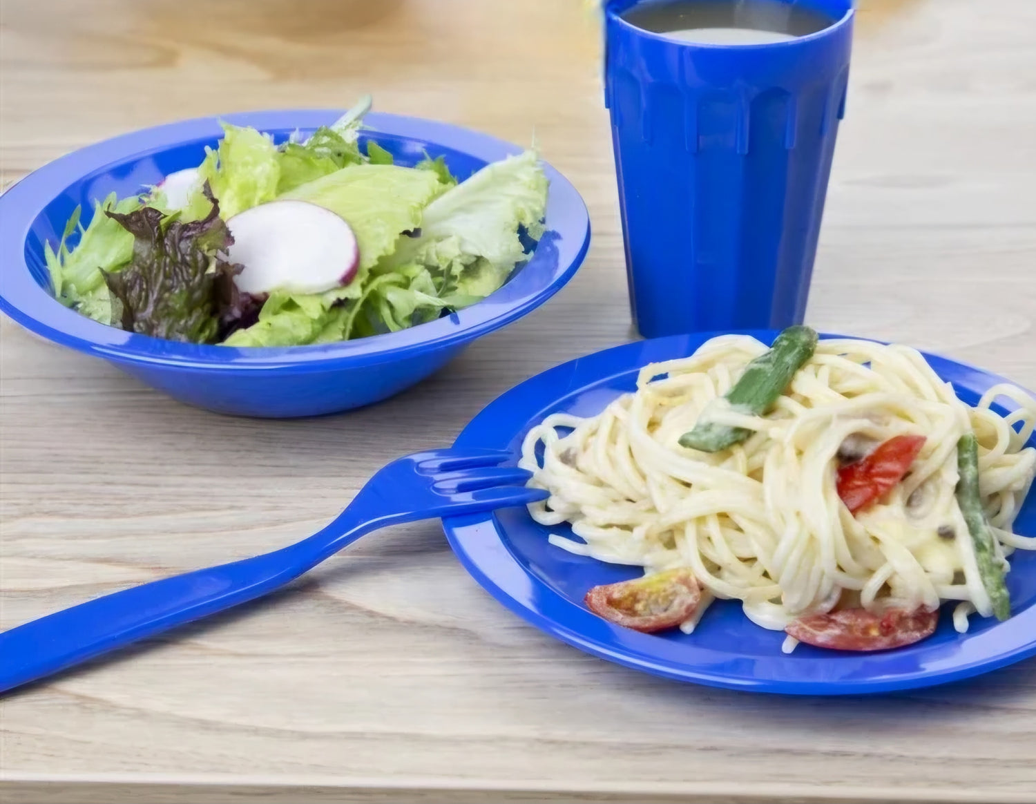 Kitchen and catering supplies with food
