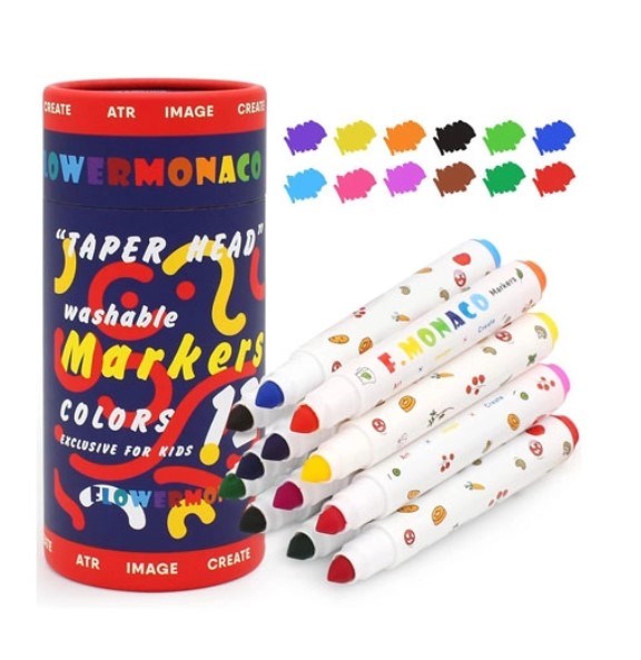 Taper Head Washable Markers 12pc - 847361